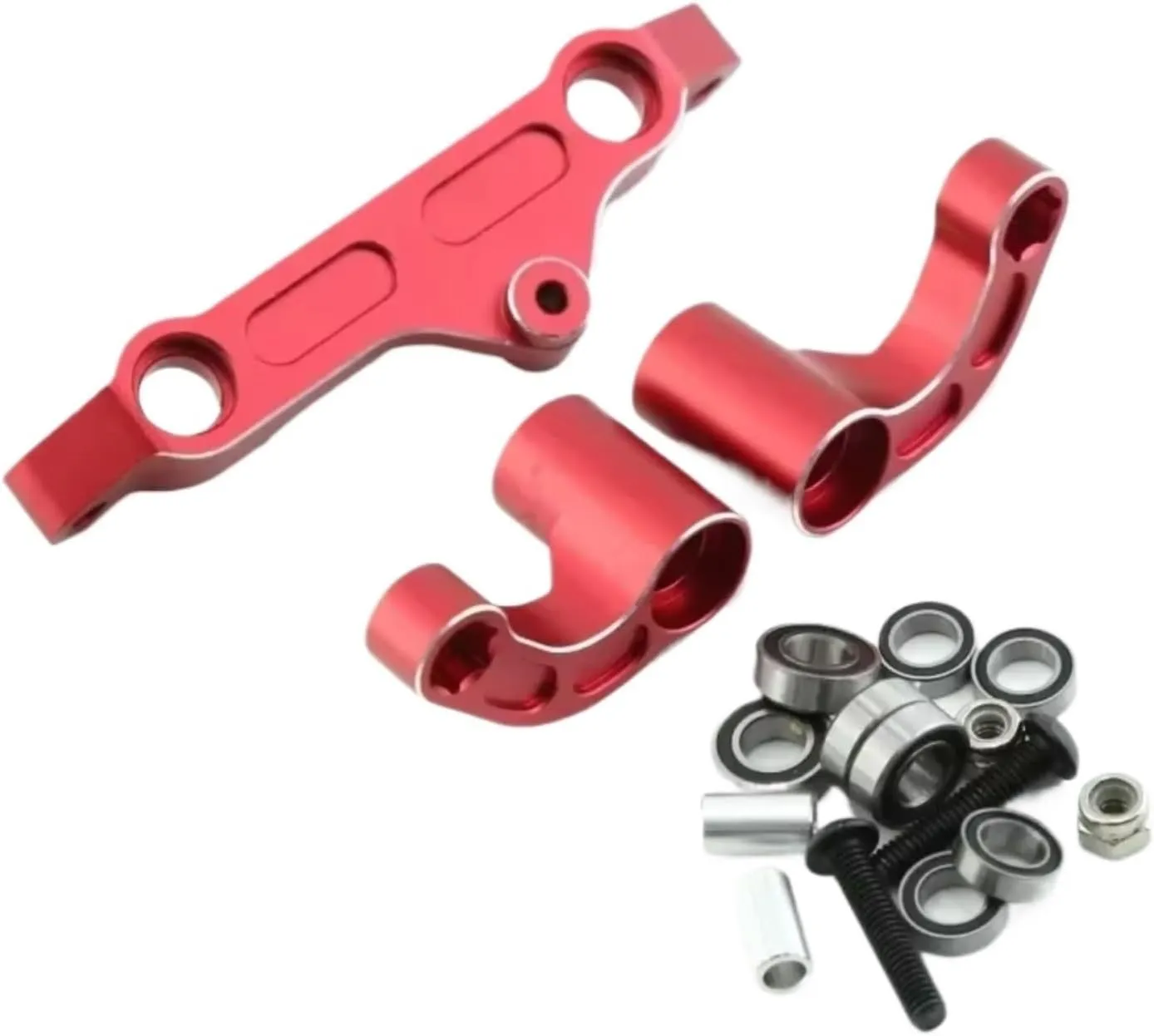 RC Car DIY Parts for Arrma for Kraton for Outcast 8S 1/5 Metal Steering Assembly RC Remote Control Crawler Vehicle Upgrade Parts Accessories(Red)