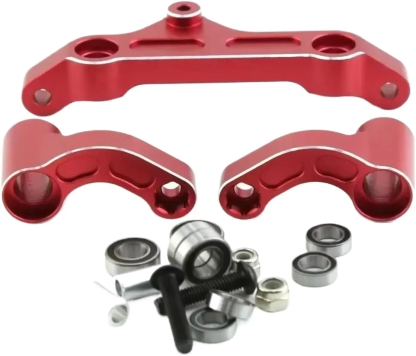 RC Car DIY Parts for Arrma for Kraton for Outcast 8S 1/5 Metal Steering Assembly RC Remote Control Crawler Vehicle Upgrade Parts Accessories(Red)