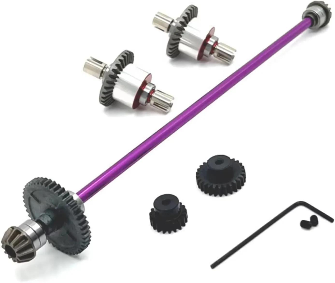 RC Car DIY Parts for WLtoys 124016 124017 124018 124019 124007 124008 1/12 Metal Differential Transmission Assembly RC Car Upgraded Parts(Purple)