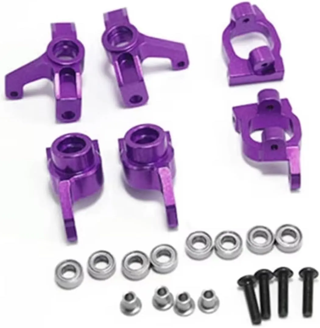 RC Car DIY Parts for Wltoys 144001 144002 144010 124007 124008 124016 124017 124018 124019 Metal Steering Blocks C-Hub Carriers RC Car Upgrades Parts(Purple)