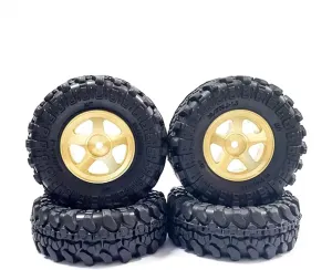Rc Car Wheel Rim Tire Compatible with FMS for Land for Cruiser 1/18 Scale RC Car Upgrades Parts 4PCS Beadlock Wheel Rims and Tire Set RC Car Tires