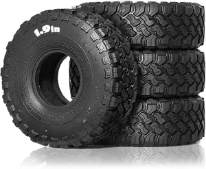 Rc Car Wheel Rim Tire Compatible with Redcat for Scx10 for Axial for Yikong D90 for Trx4 1/10 Rc Car for Rock Track Tyre 4Pcs 1.9Inch 116Mm Rubber Tires