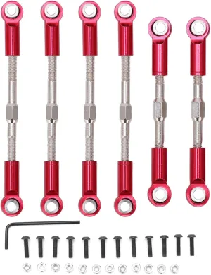 RC Metal Pull Rod Steering Servo Link Linkages Tie Rod for WLtoys 144001 124018 124019 1/14 RC Car, Metal 144001 Steering Linkage Turnbuckles Rod Camber Links Tie Rods Pull Rod (Red)