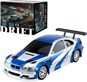 RC Racing Drift Car, with Lights 1/43 Scale Mini Remote Control Sports Car 2.4G Full Proportional RC Electric Model, Remote Control Racing Vehicle for Adults - RTR Version