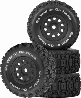 RC 4PCS Wheel Tires for 1/14 Mojave Grom,BRCatWPark Hex Wheels Rims and Rubber Tires Soft Tires,RC Drift Off Road Buggy Rally Truck Wheels and Tires for 1/14 Mini Mojave Grom,Black