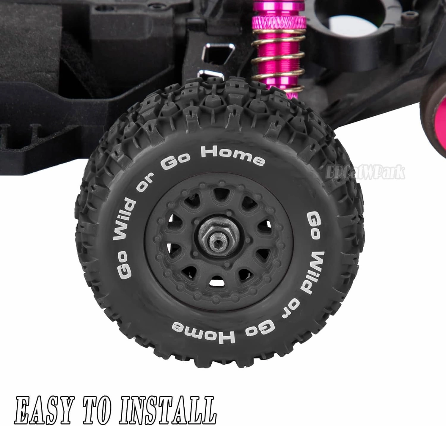 RC 4PCS Wheel Tires for 1/14 Mojave Grom,BRCatWPark Hex Wheels Rims and Rubber Tires Soft Tires,RC Drift Off Road Buggy Rally Truck Wheels and Tires for 1/14 Mini Mojave Grom,Black
