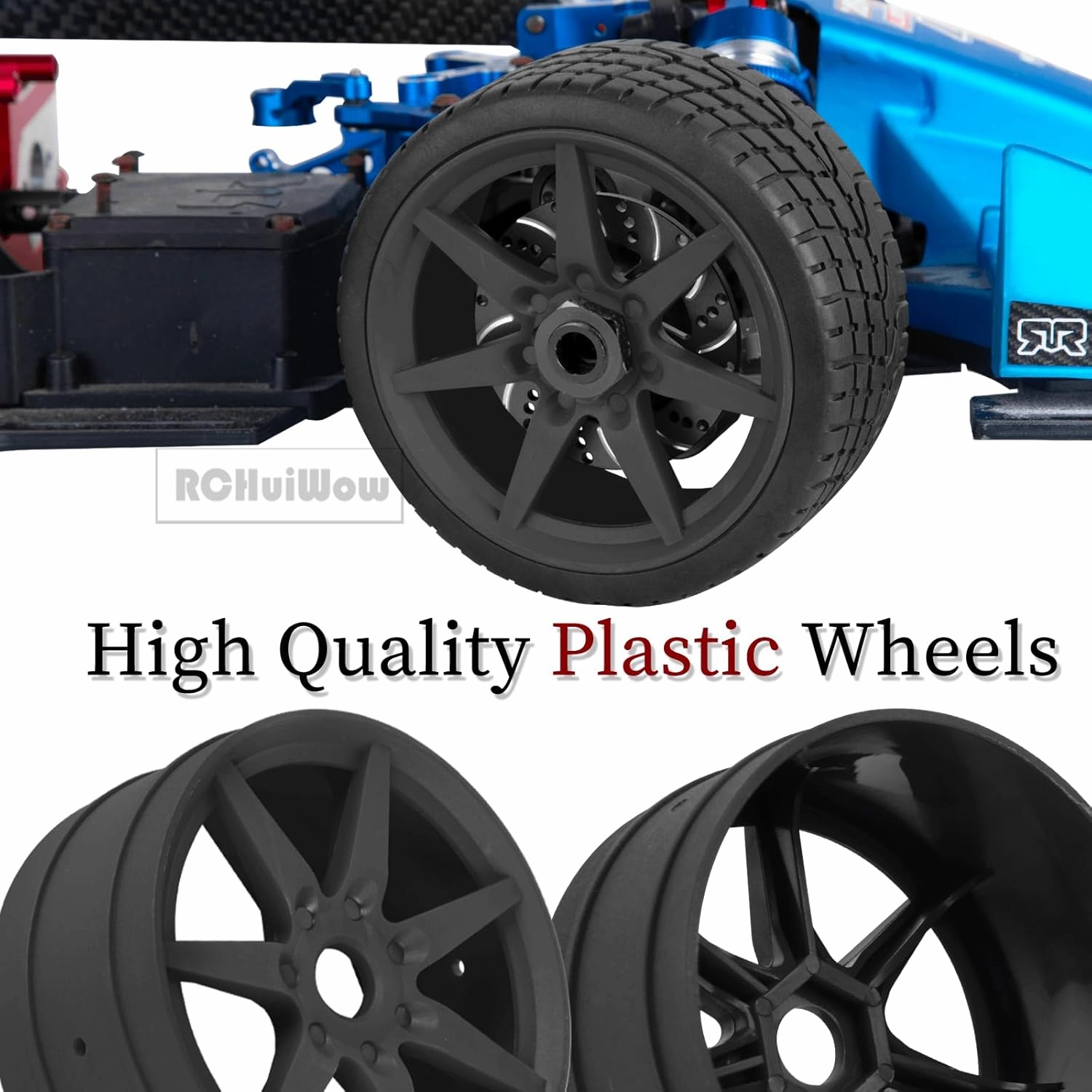 RC Buggy Wheels and Tires for 1/8 Typhon 6S BLX,1/7 Infraction 6S BLX,Limitless Buggy Off-Road Car,Pre-glued Buggy Tires Tyre and Wheels,4pcs,Black