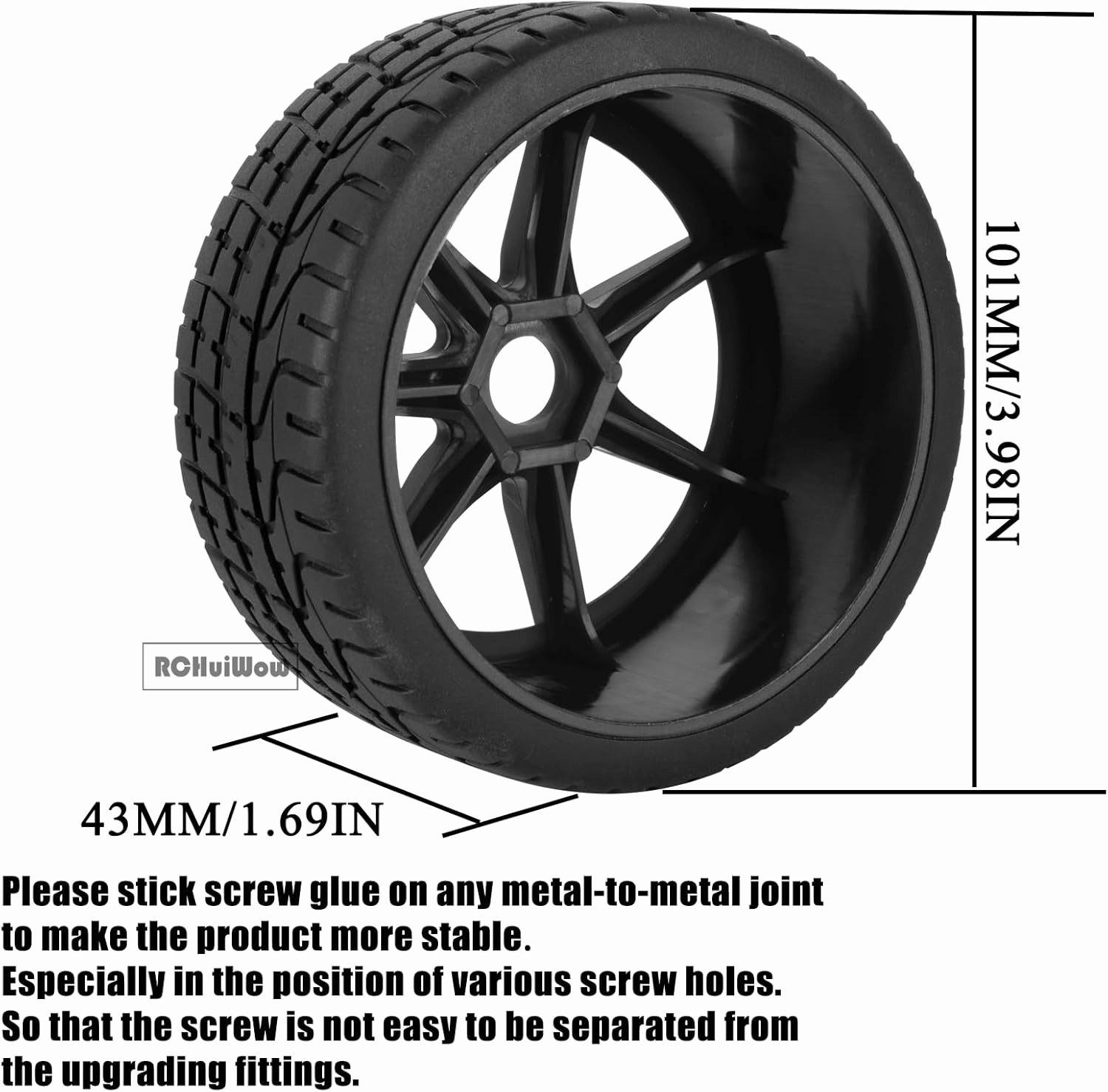 RC Buggy Wheels and Tires for 1/8 Typhon 6S BLX,1/7 Infraction 6S BLX,Limitless Buggy Off-Road Car,Pre-glued Buggy Tires Tyre and Wheels,4pcs,Black