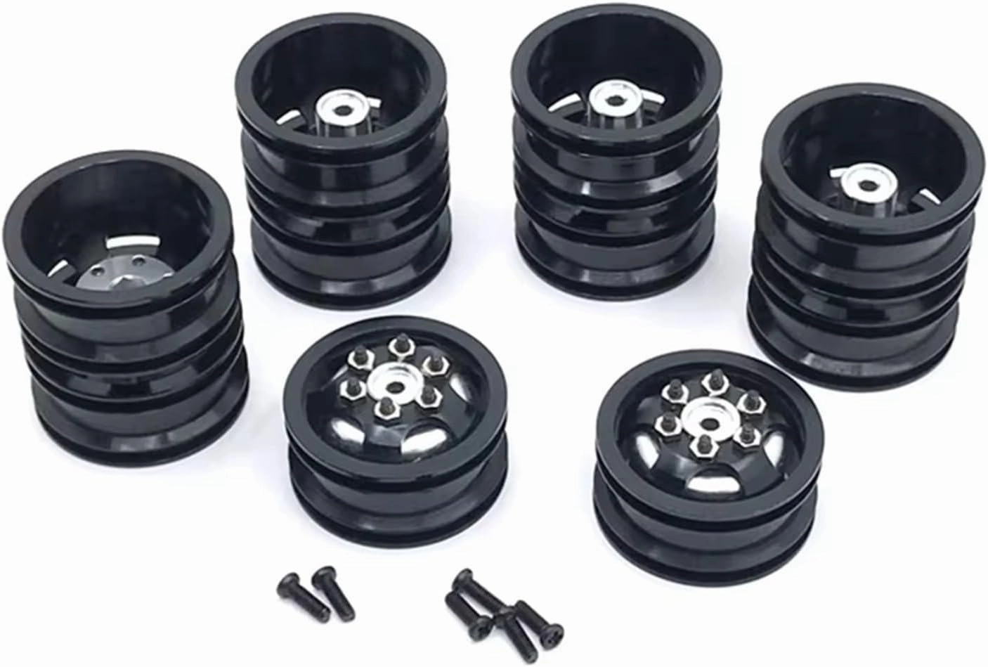 RC Car Accessories Compatible with WPL B16 B36 for JJRC Q63 Q64 6X6 6WD 1/16 RC Truck Car Upgrade Accessories Parts Double Wheel Metal Wheel Rim Hub Black