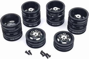 RC Car Accessories Compatible with WPL B16 B36 for JJRC Q63 Q64 6X6 6WD 1/16 RC Truck Car Upgrade Accessories Parts Double Wheel Metal Wheel Rim Hub Black