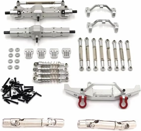 RC Car Accessories Compatible with WPL C14 C24 C24-1 1/16 RC Car Parts ﻿Front and Rear Axle for Chassis Link Rod Pull Rod Mount Shock Absorber Set(White)