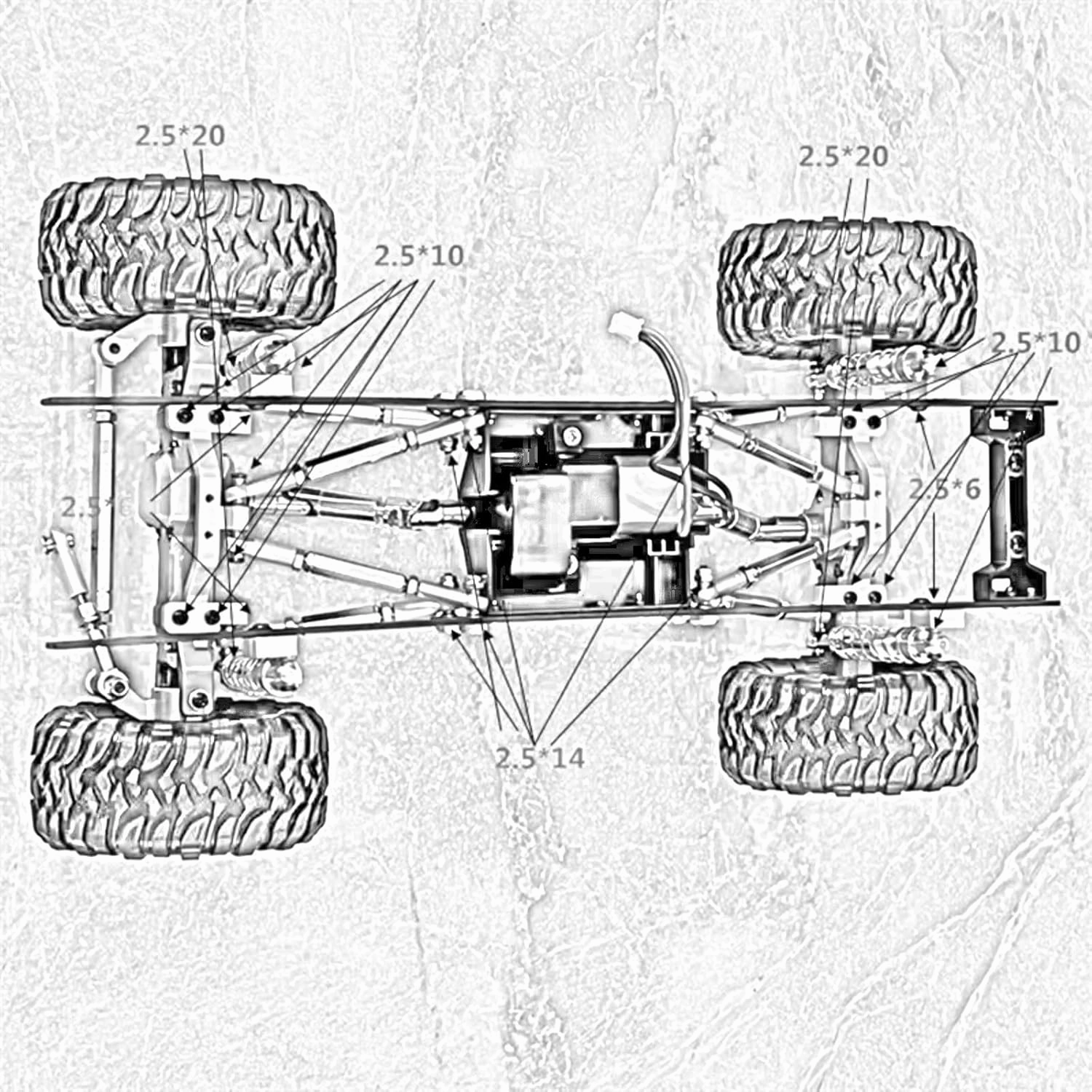 RC Car Accessories Compatible with WPL C14 C24 C24-1 1/16 RC Car Parts ﻿Front and Rear Axle for Chassis Link Rod Pull Rod Mount Shock Absorber Set(White)