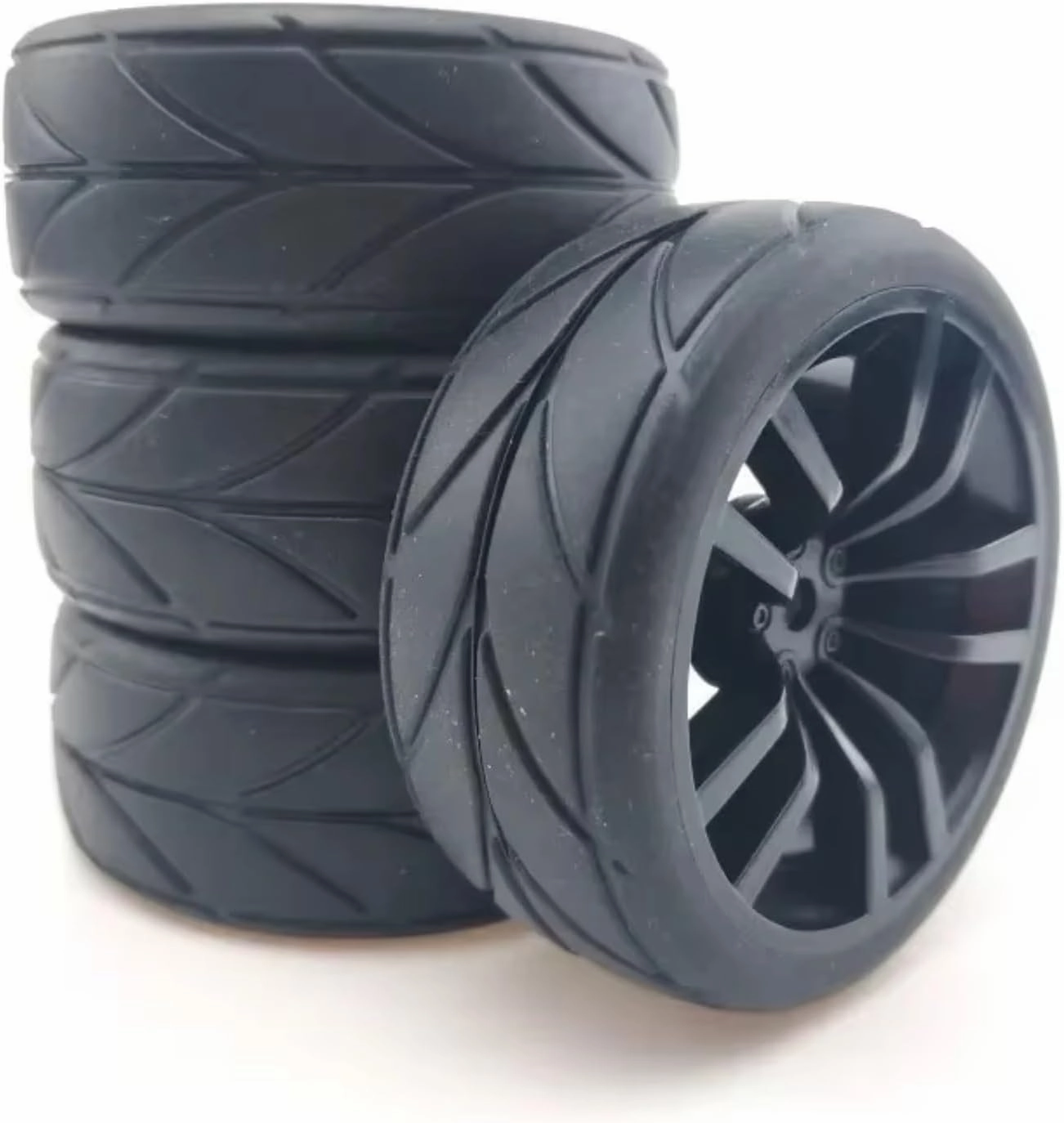 RC Car DIY Parts for HSP for HPI 1/10 4Pcs Rubber Tires Plastic Wheel 6030-6081 RC On-Road Car for Racing Parts(A)