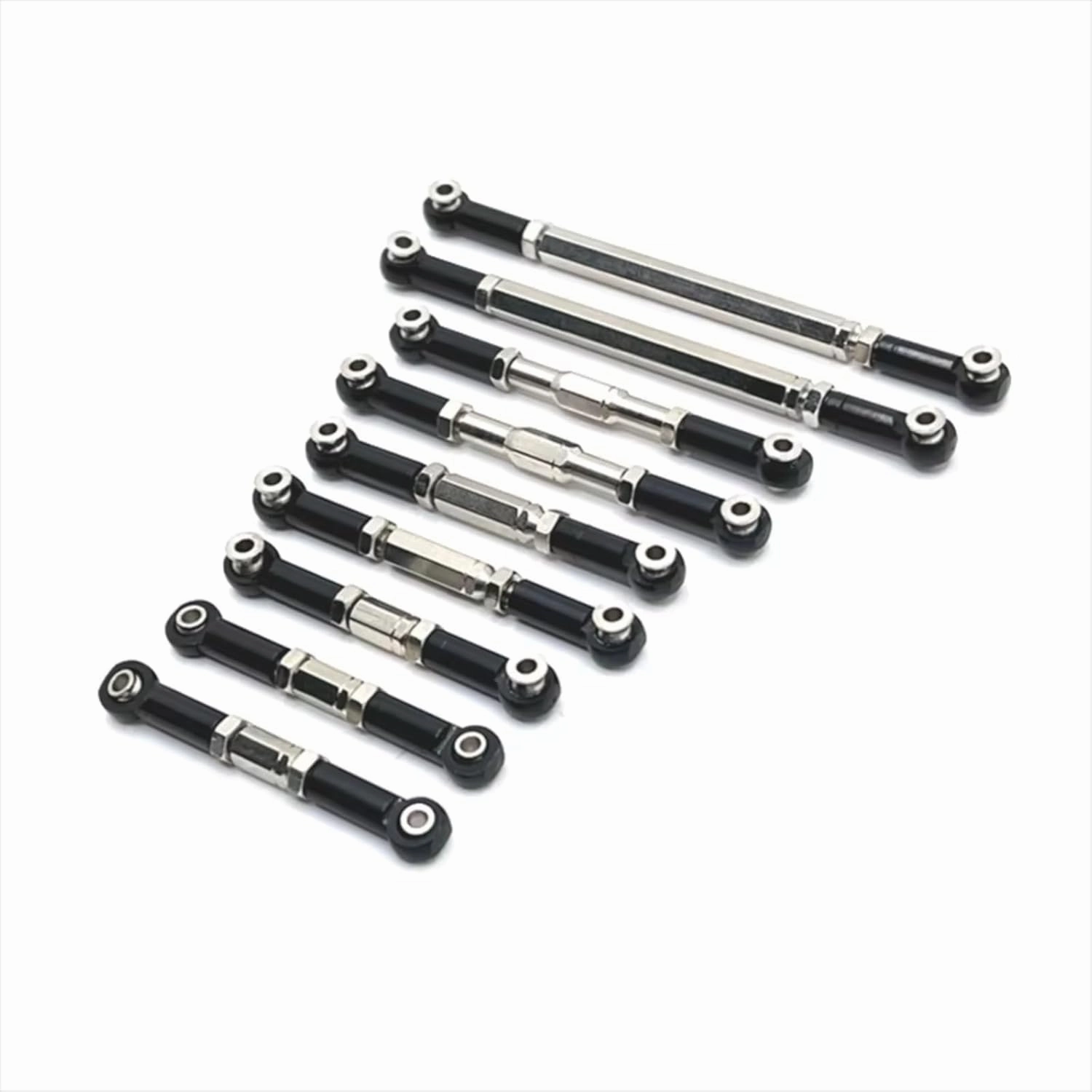 RC Car DIY Parts for WLtoys 12429 1/12 9 Piece Metal Upgrade Tie Rod Steering Tie Rod Remote Control Crawler Car Upgrade Parts Accessories(Black)