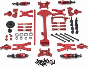 RC Car DIY Parts for WLtoys 1/18 A959 A949 A969 A979 K929 Metal for Swing Arm Steering Cup Linkage Shock Absorber Kit RC Car Upgrade Parts(Red)