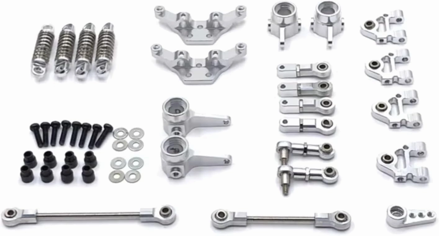 RC Car DIY Parts for WLtoys 284131 K969 K979 K989 K999 1/28 Metal for Swing Arm Steering Cup Shock Bracket Steering Link Shock RC Car Upgrade Parts(Silver)
