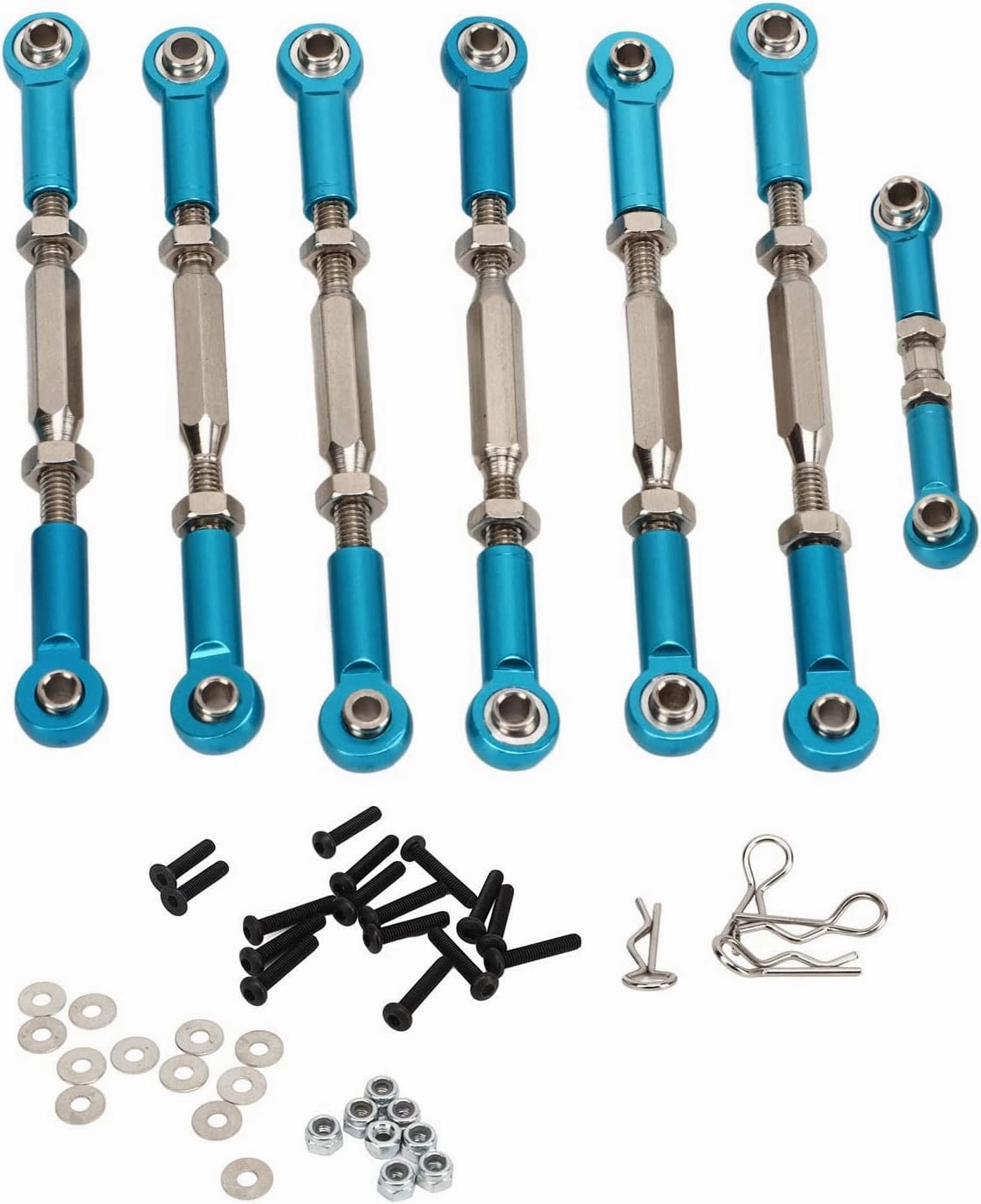 RC Car Tie Rods Aluminum Steel Upgrade Parts for Traxxas Slash 1/10 Short Course (Blue)