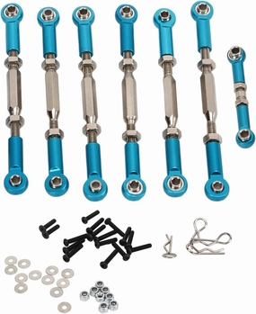 RC Car Tie Rods Aluminum Steel Upgrade Parts for Traxxas Slash 1/10 Short Course (Blue)