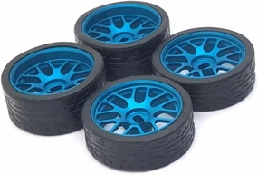 RC Car Upgrade Part for Kyosho for Mini-z for Mini-d for Wltoys K989 K969 284131 284010 1/28 RC Remote Control Car Metal Wheel Hub for Racing Tire(Blue)