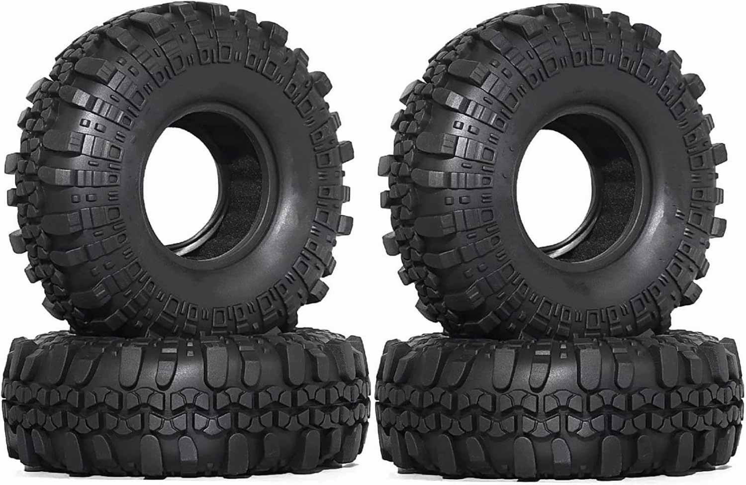 Rc Car Wheel Rim Tire Compatible with Axial for SCX10 II III 90046 for Traxxas for TRX4 D90 for Redcat 1/10 RC Crawler Car 108mm 1.9" Rubber Tire Wheel Tyre