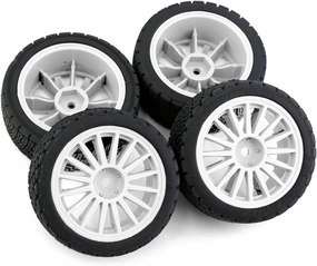 Rc Car Wheel Rim Tire Compatible with Tamiya XV01 XV02 TT01 TT02 PTG-2 1/10 RC for Rally for Racing Car Upgrade Parts 4Pcs 67mm Rubber Tire Wheel Tyre