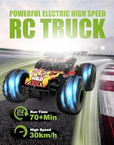RC Dinosaur Car,1:20 Scale Remote Control Toy Car, High Speed 30 Km/h All Terrains Electric Toy for Boys Kids and Adults Gift (Red)