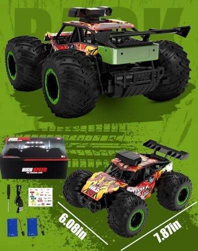 RC Dinosaur Car,1:20 Scale Remote Control Toy Car, High Speed 30 Km/h All Terrains Electric Toy for Boys Kids and Adults Gift (Red)