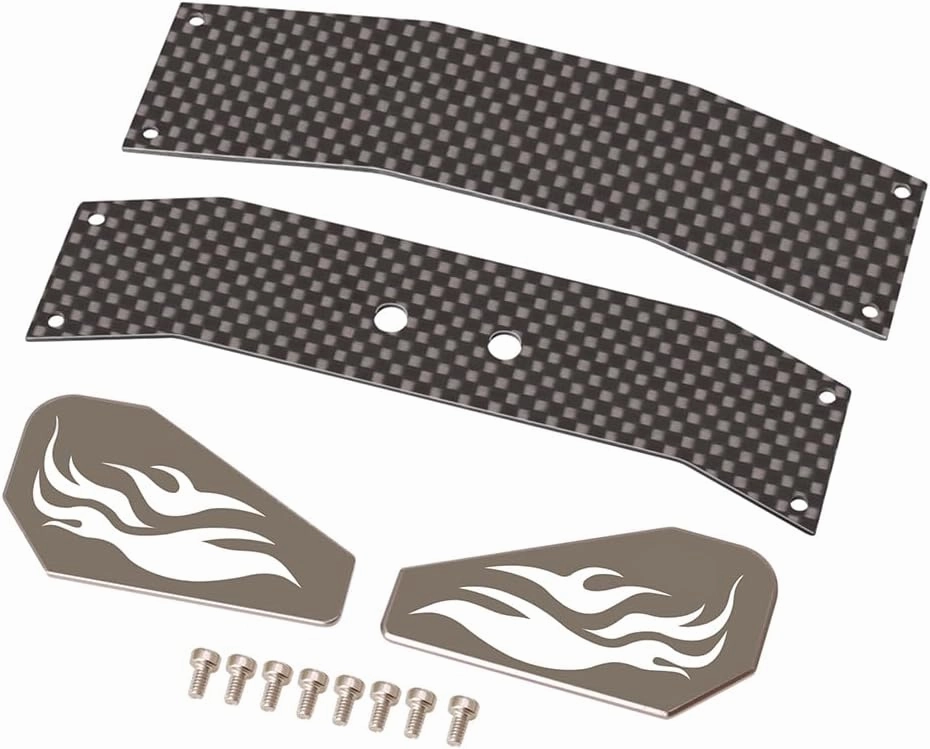 RC Double Rear Wing Carbon Fiber Aluminum Tail Wing for Losi 1/16 Mini Buggy Off Road RC Car Upgrades (Gray)