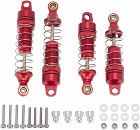 Rc Shock Absorber For Losi For Mini-T 2.0 2WD 1/18 4Pcs Metal Front & Rear Shock Absorber For Spring Dampers Red Rc Truck Upgrade Accessories Replacement And Use