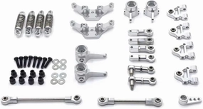 Rc Special Connecting Rod for WLtoys 284131 K969 K979 K989 K999 P929 P939 1/28 9-Piece Metal Connecting Rod Set Rc Crawler Car Truck for Buggy Parts Replacement Use(Silver)