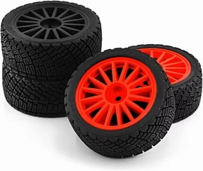 RC Tyre Set for Tamiya for TT01 02 for XV01 for TA06 for PTG-2 for HPI for WR8 for HSP Upgrades Parts 1/10 RC for Racing Car Tires On Road Tyre Wheel(Red)