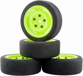 RC Tyre Set for Wltoys 144001 124019 124017 for A959 Parts 4pcs On Road Foam Tyres Wheel 12MM Hex for 1/16 1/14 1/12 Remotre Contrl Cars(Green)