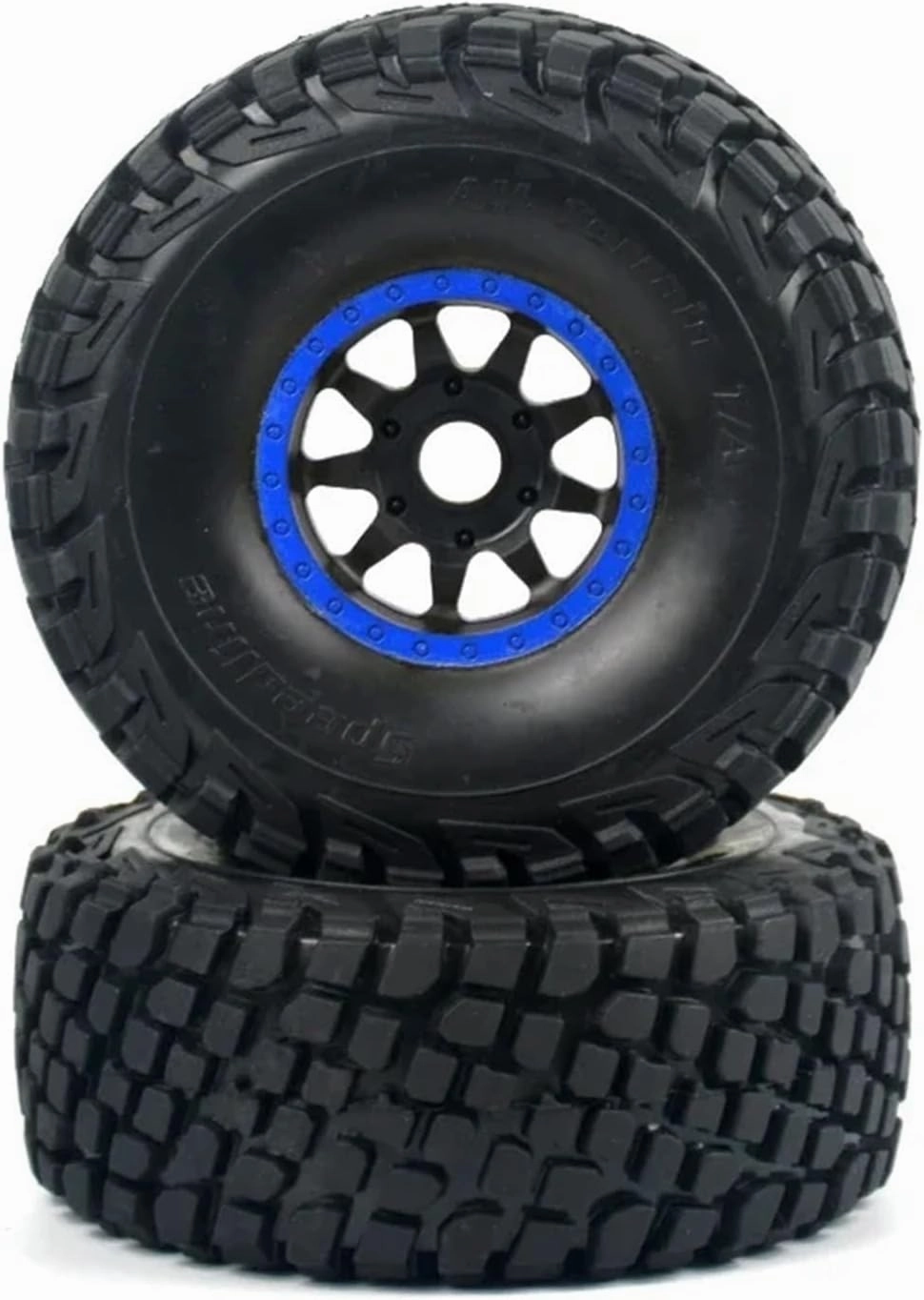 Rc Wheel Rim Tire for Mojave Short-Course Truck Tires Wheel for FS for Desert Truck Off-Road Buggy 336184 1/8 1/7 RC Car Tire 17MM Adapter Wearable(Blue,4pcs)