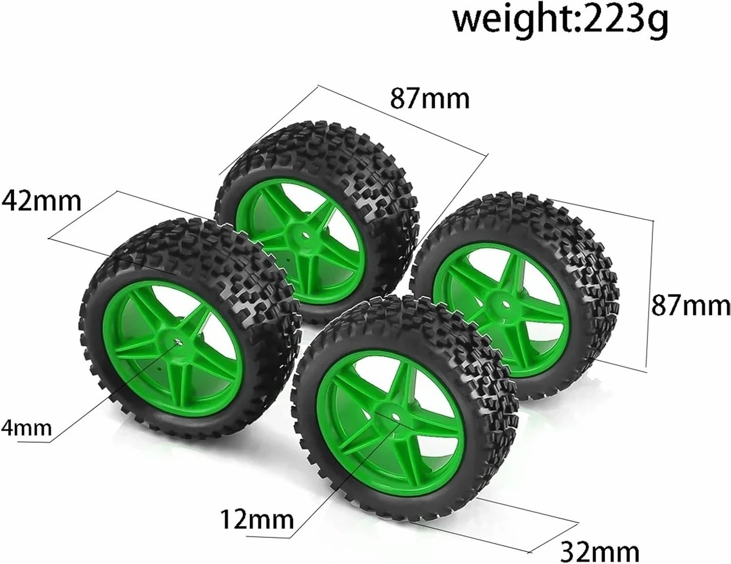 Rc Wheel Rim Tire for Wltoys 144001 144010 124007 124017 124019 for Tamiya for TT02B for HSP 4pcs 87mm Tire Wheel Tyre for 1/10 1/12 1/14 RC Car Off Road for Buggy(Yellow)
