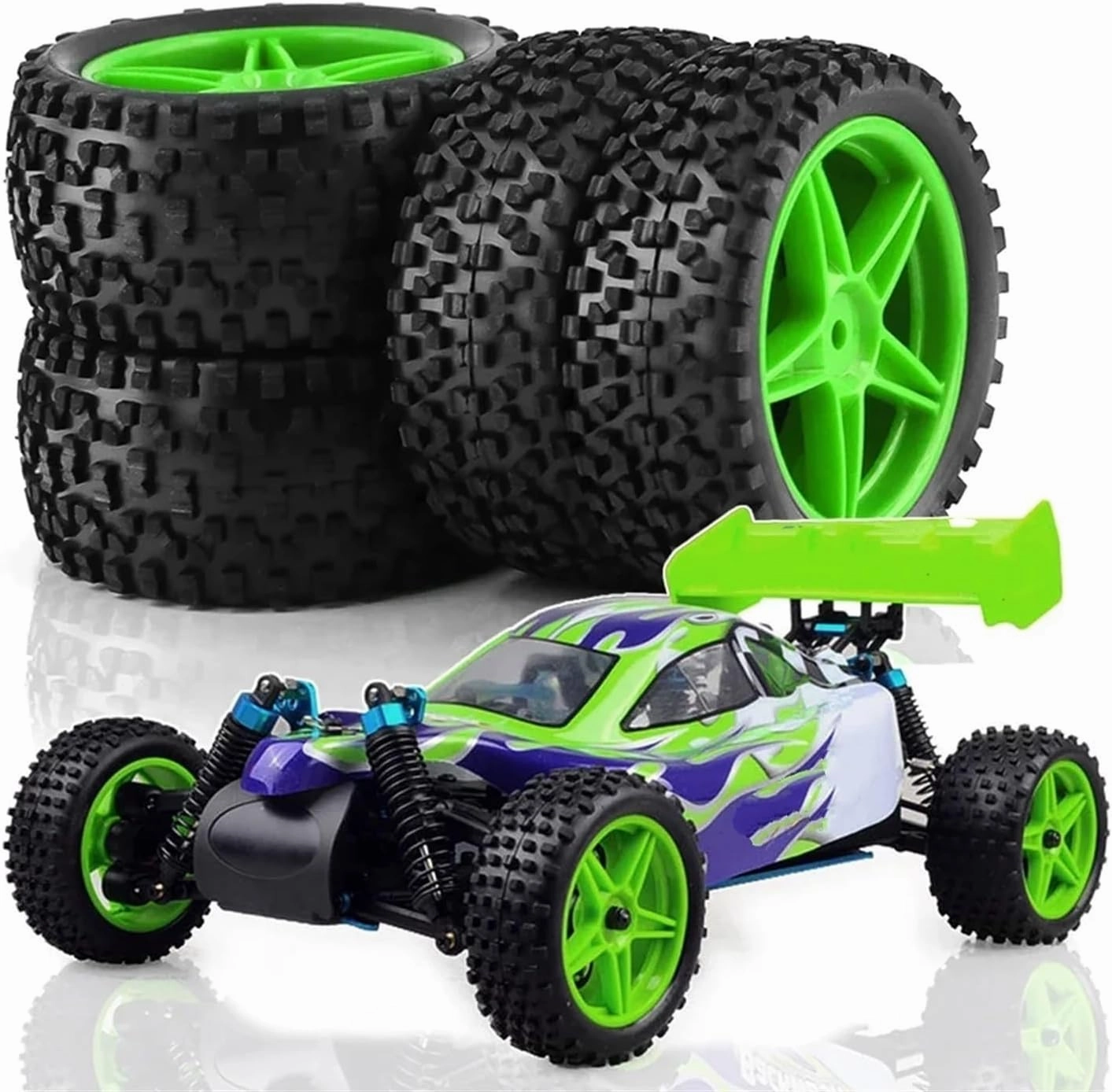 Rc Wheel Rim Tire for Wltoys 144001 144010 124007 124017 124019 for Tamiya for TT02B for HSP 4pcs 87mm Tire Wheel Tyre for 1/10 1/12 1/14 RC Car Off Road for Buggy(Yellow)