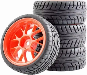 Rc Wheel Rim Tire for WLtoys 144001 and 1/18 1/16 1/10 Car Tyre(4-Pack) RC Car Rubber Tires & Wheels Rims 12mm Hex Hub(Red)