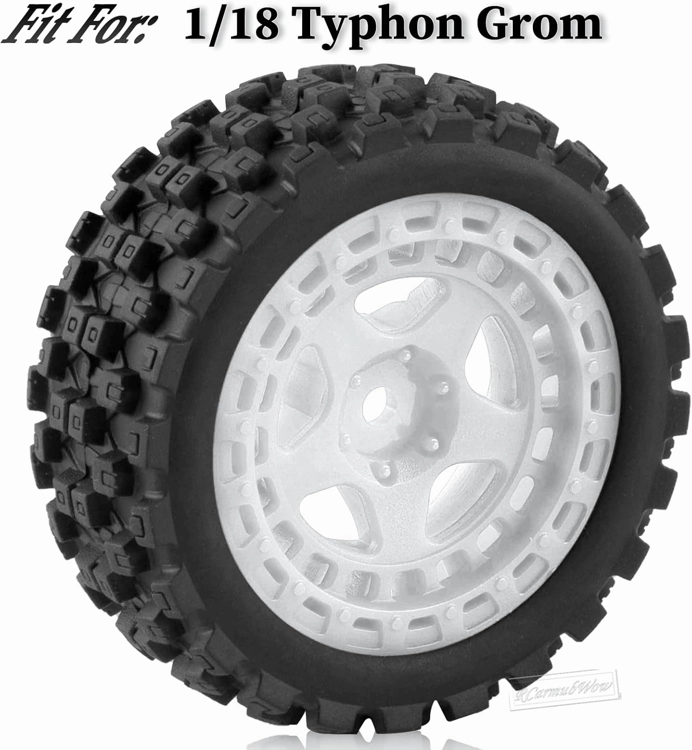 RC Wheels and Tires for 1/18 Typhon Grom RC Crawler Car,RC Buggy Wheels & Rubber Tires,RC Truck Tires RC Wheels,4pcs,White