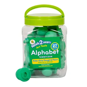READY 2 LEARN Easy Grip Dough and Paint Stampers | Lowercase Alphabet | Set of 27 | Ages 2  | Easy to Hold Letter Stamps for Kids