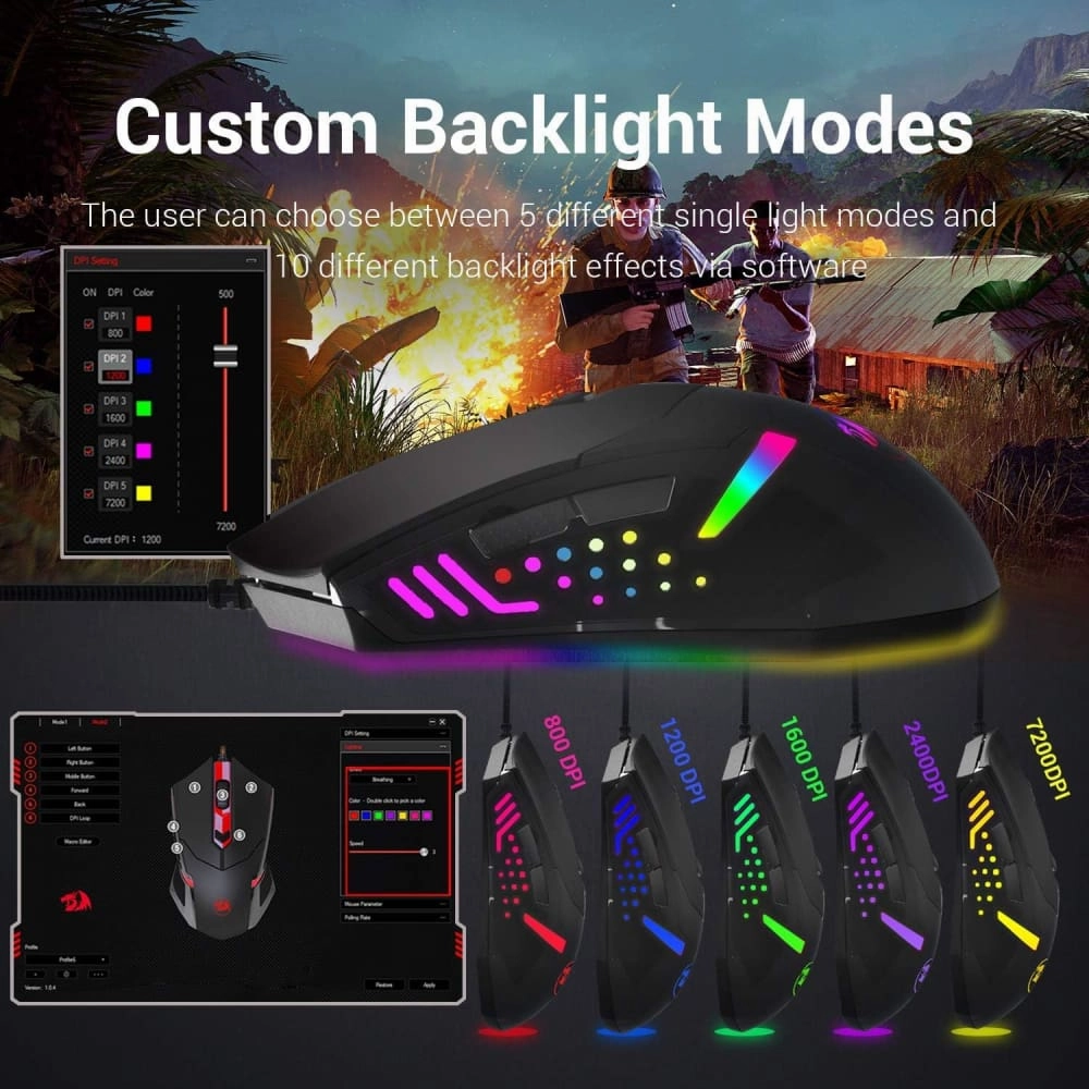 Redragon M601 RGB cenrophorus 7200 DPI Gaming Mouse