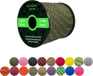 Reflective Paracord 325lb Diameter 2.7mm - 5 Strand Parachute Spool Cord - 100ft 200ft,Paracord for Camping,Hiking,Fishing,Outdoor and DIY