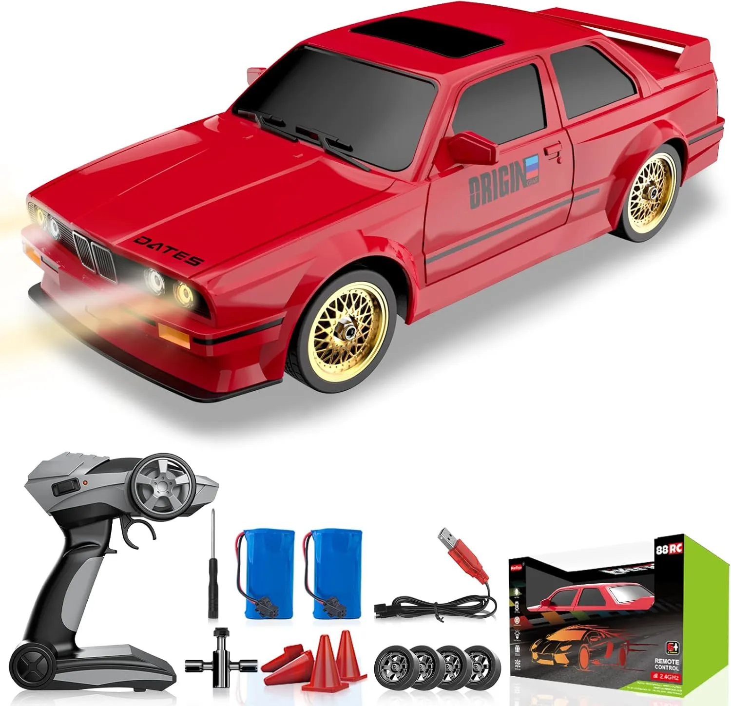 Remote Control Cars 1:16 Scale RC Drift Car 2.4Ghz 30KM/H High Speed 4WD RTR Racing Car   Watch Remote Control Car Toy, 2.4 GHz Mini RC Car Watch Toy with LED Lights USB Charging Wrist Controlled