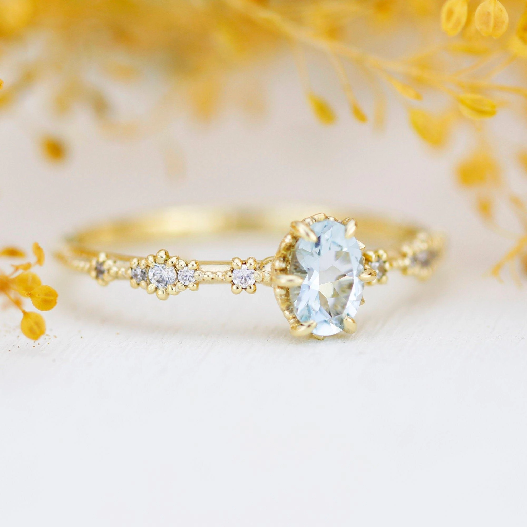 Reserved For Danny B. Oval Aquamarine and diamond engagement ring | Custom Ring No filigree