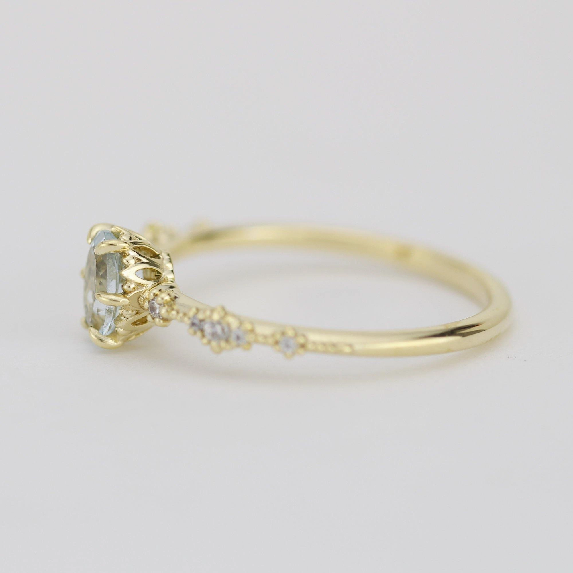 Reserved For Danny B. Oval Aquamarine and diamond engagement ring | Custom Ring No filigree