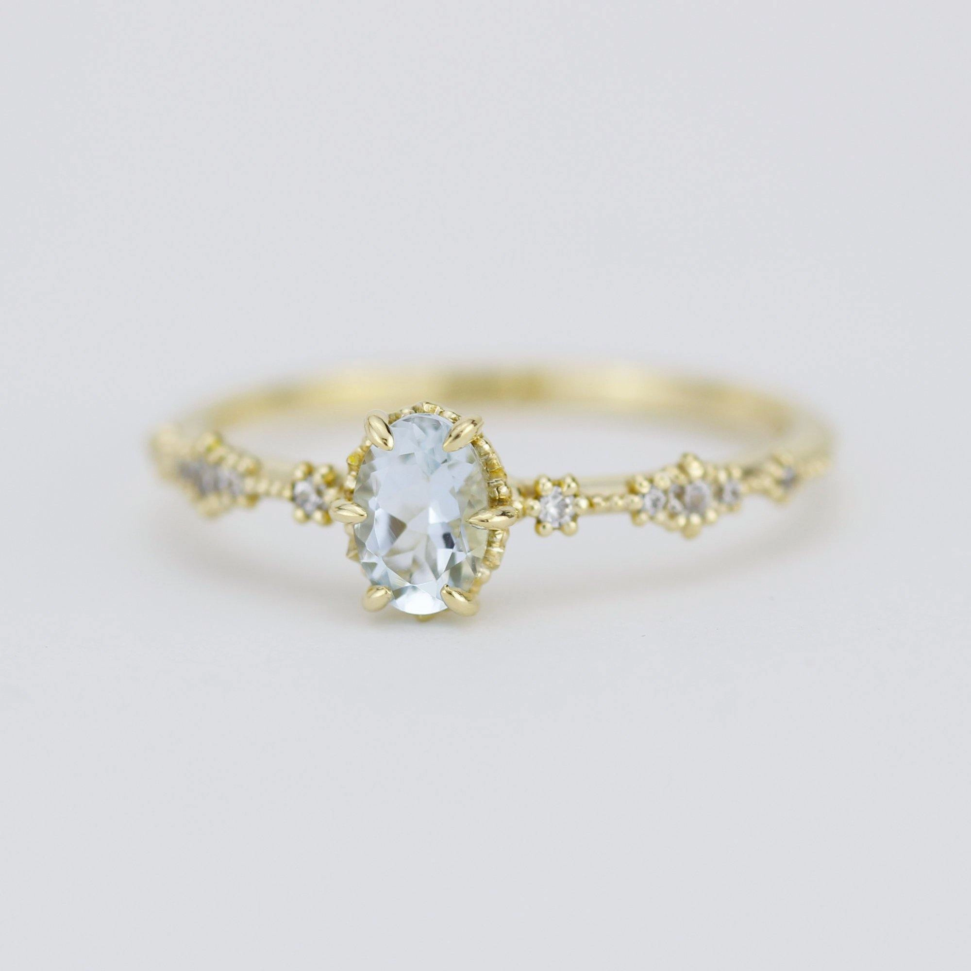 Reserved For Danny B. Oval Aquamarine and diamond engagement ring | Custom Ring No filigree