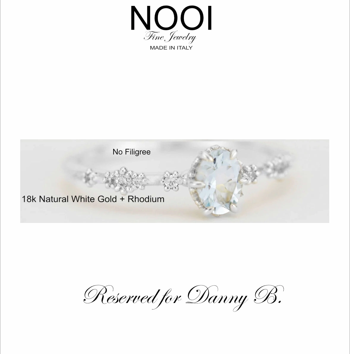 Reserved For Danny B. Oval Aquamarine and diamond engagement ring | Custom Ring No filigree