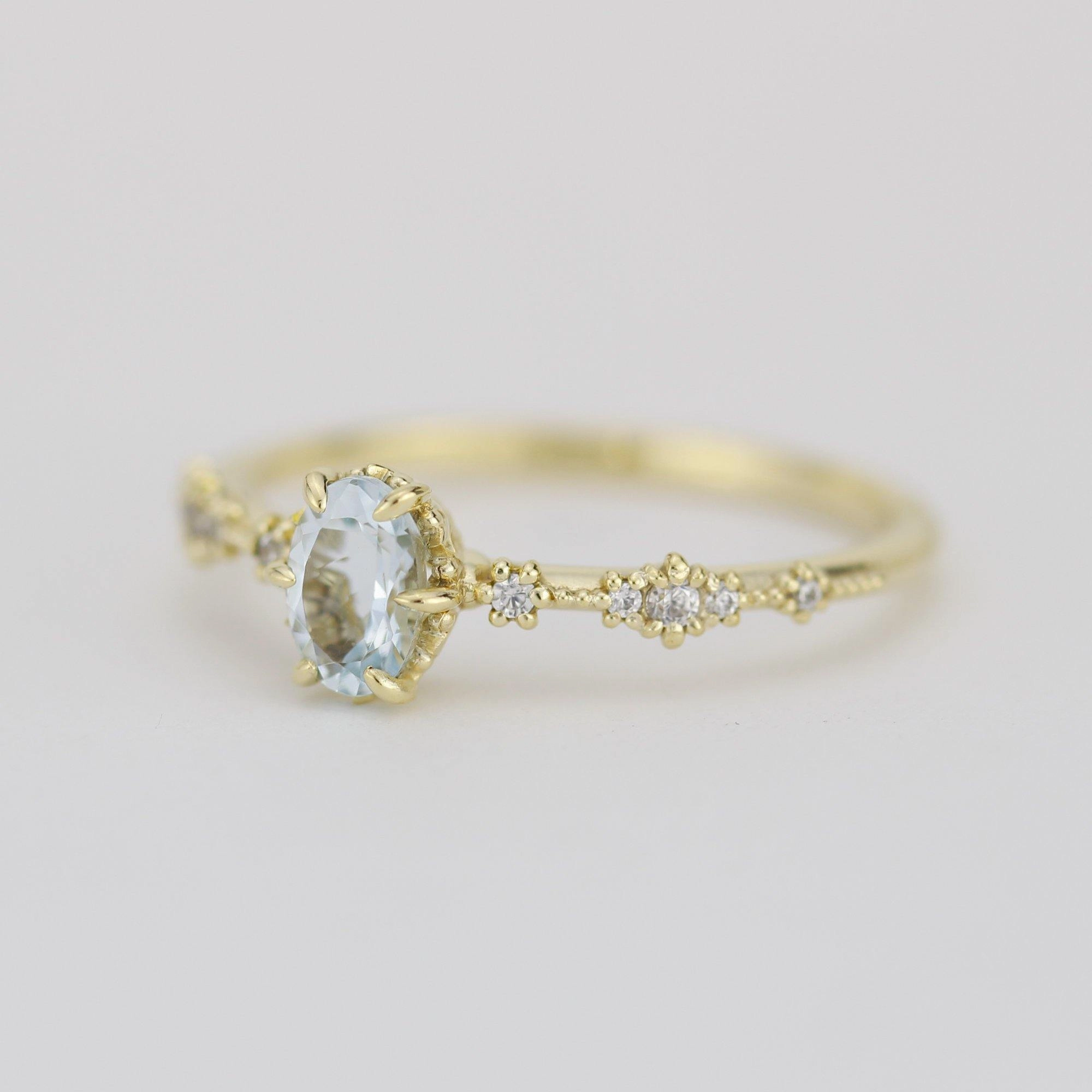 Reserved For Danny B. Oval Aquamarine and diamond engagement ring | Custom Ring No filigree