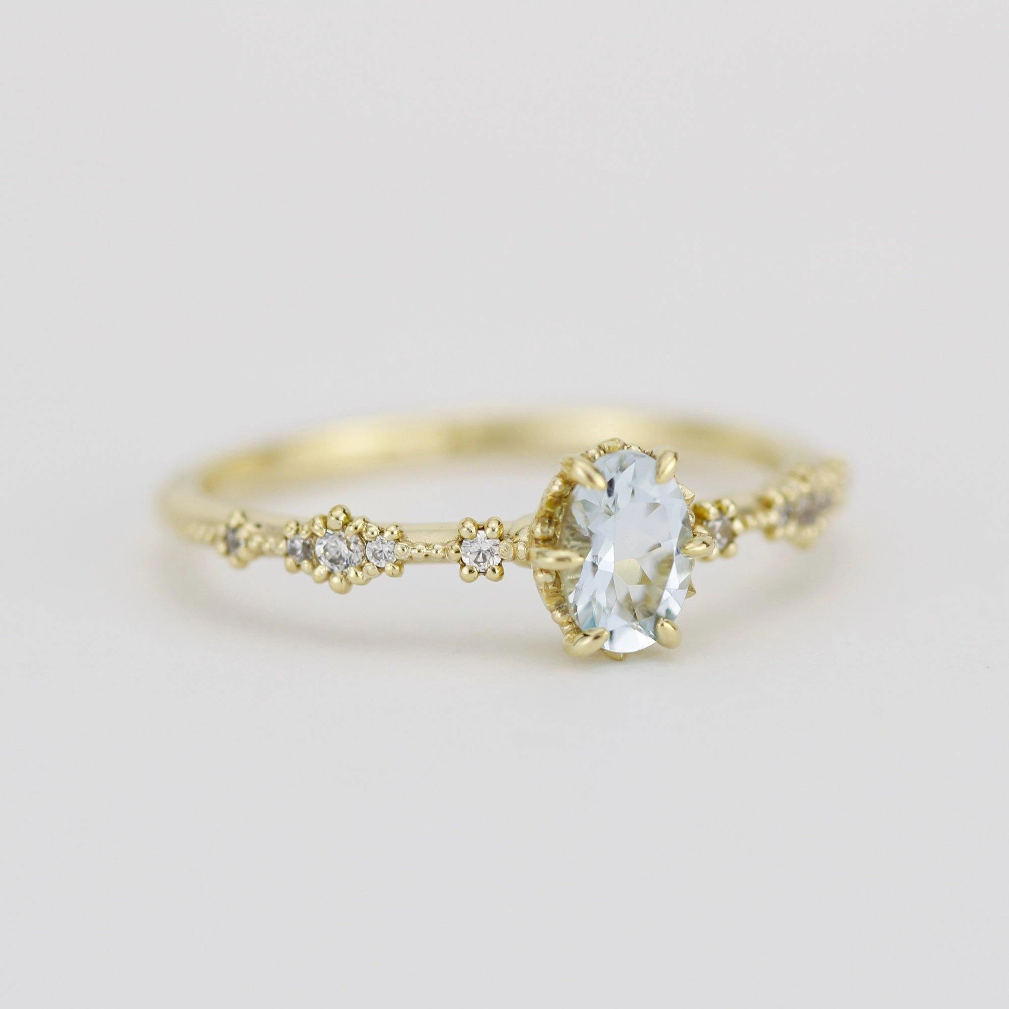 Reserved For Danny B. Oval Aquamarine and diamond engagement ring | Custom Ring No filigree