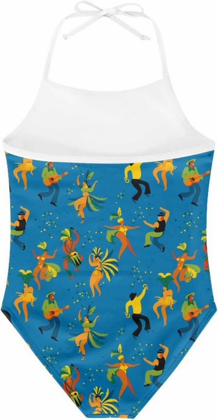 Retro London Stamp Girls One Piece Swimsuits Beach Bathing Suit Little Kids Cute Quick Dry Swimwear 1-10 Years