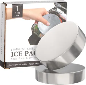 Reusable Stainless Steel Ice Packs for Lunch Boxes, Metal Cooling Pack for Cooler Quick Freezer Packs Long-Lasting Cooler Accessories for Hiking, Camping, Fishing, Picnics - Round