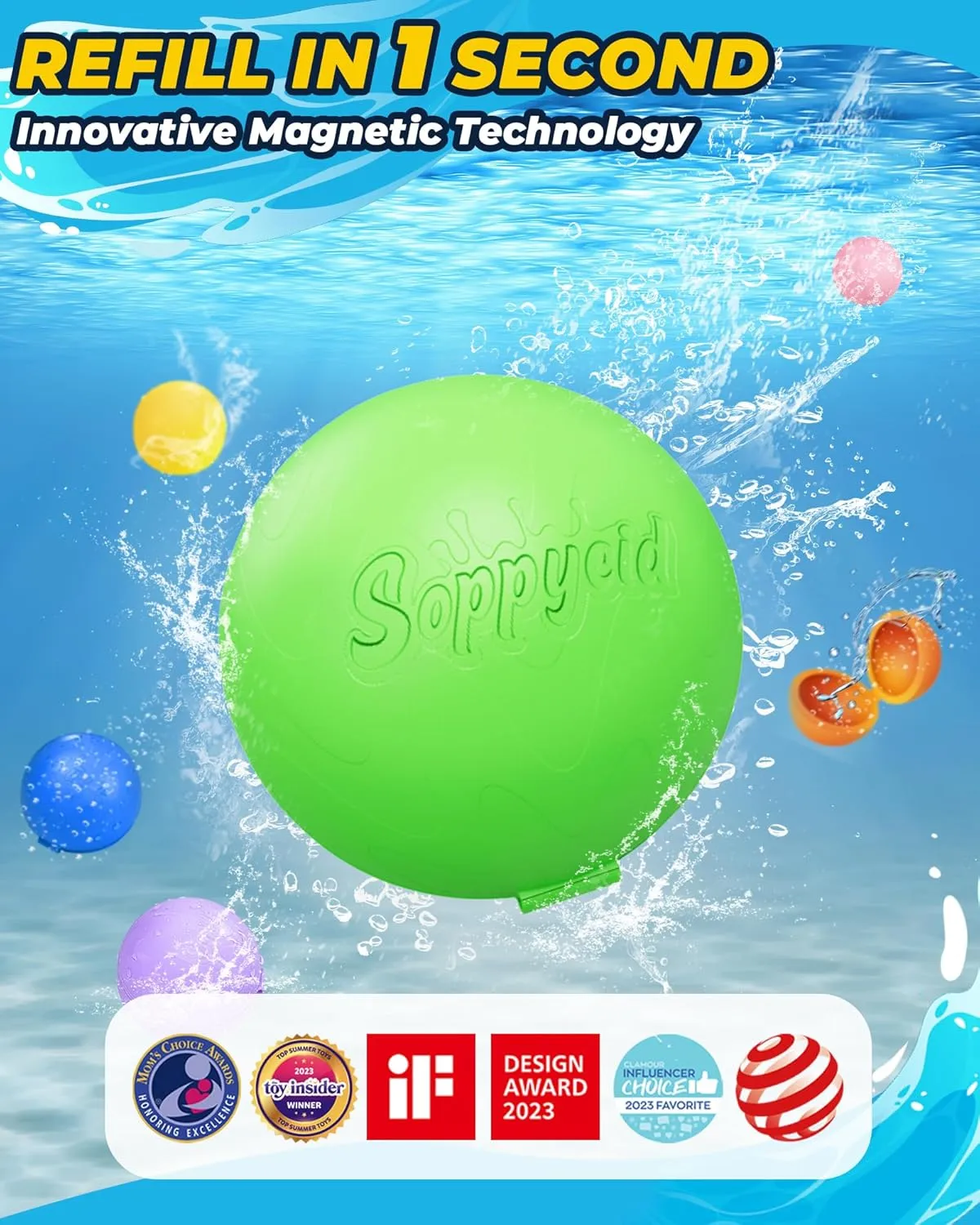 Reusable Water Balloons Pool Toy: Water Balls Outdoor Play Toys for Kids Ages 4-8 Summer Fun - Toys for Kids ages 8-13 Outside Water Games - Gift for Boys Girls (20pack)